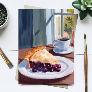 Blueberry Pie Watercolor Painting Postcard