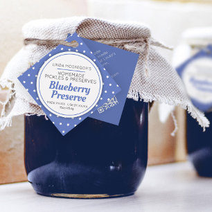 Blueberry preserve red jam jar food product label