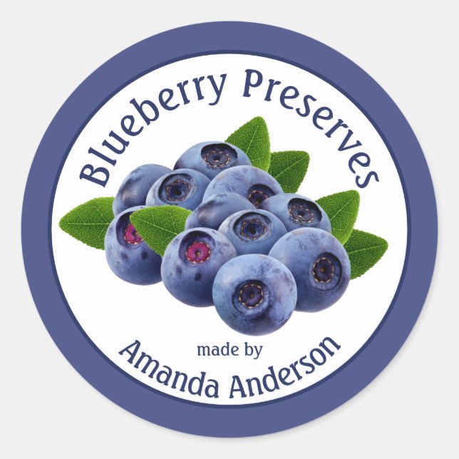 Blueberry Preserves 3" Circle Food Label (Front)