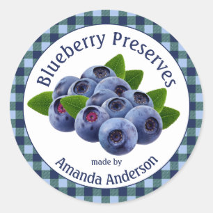 Blueberry Preserves Plaid 3" Circle Food Label