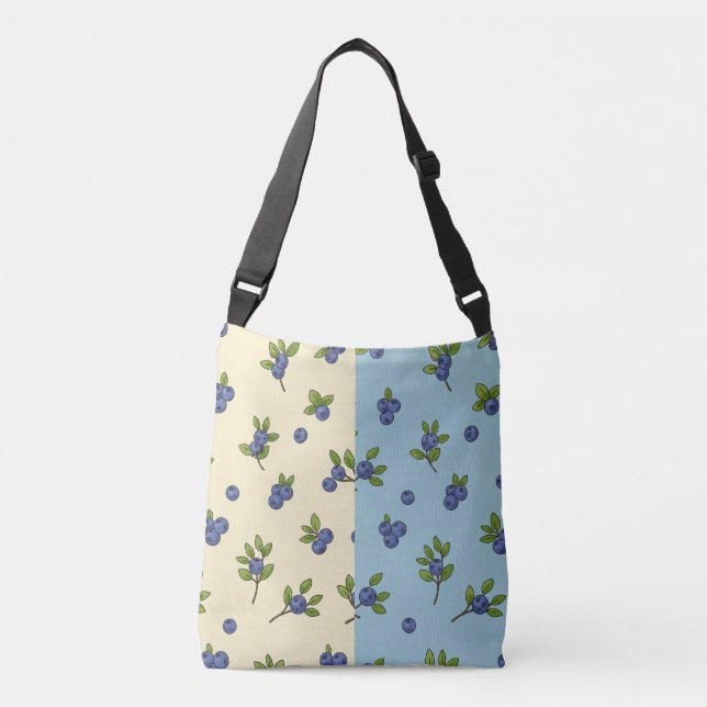 Blueberry Repeat Pattern – Pastel Vibe Crossbody Bag (Front)