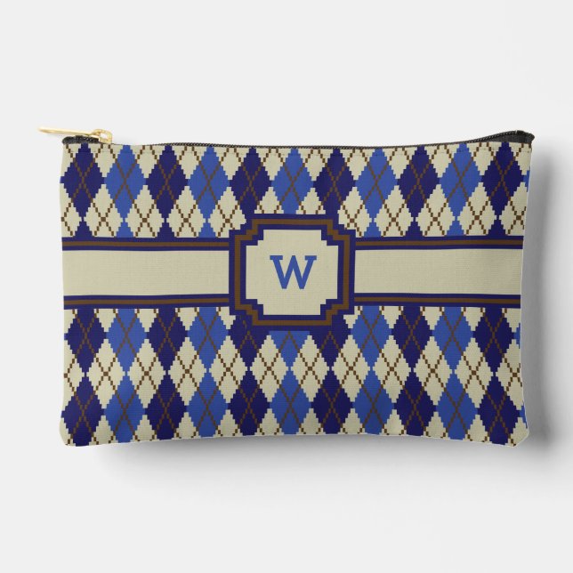 Blueberry Scone Argyle Accessory Pouch (Front)