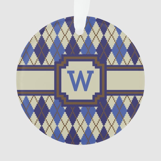 Blueberry Scone Argyle Acrylic Ornament (Front)