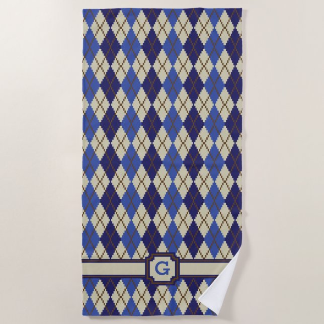 Blueberry Scone Argyle Beach Towel (Front)