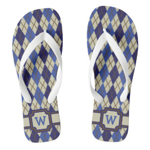 Blueberry Scone Argyle Flip Flops