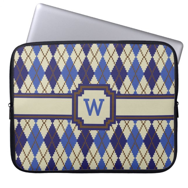 Blueberry Scone Argyle Laptop Sleeve (Front)