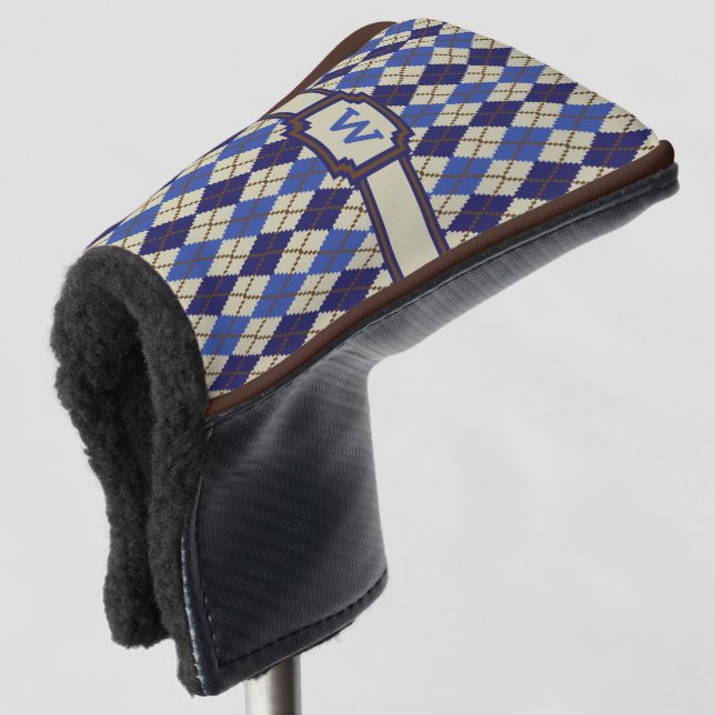 Blueberry Scone Argyle Putter Cover (3/4 Front)
