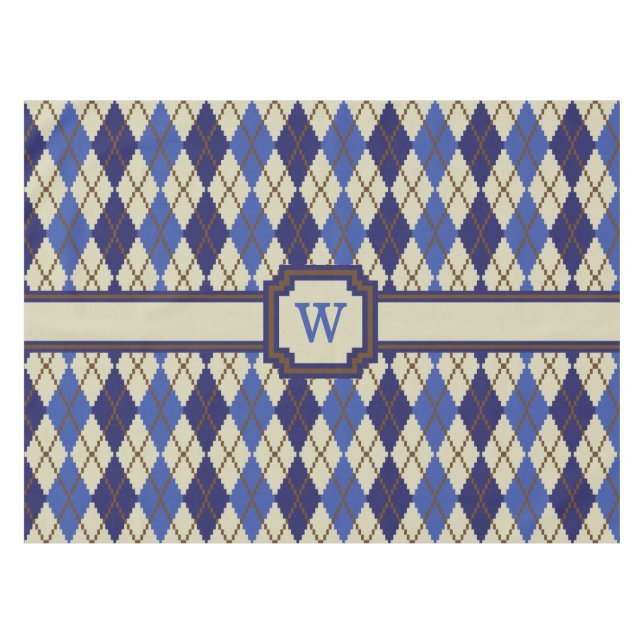 Blueberry Scone Argyle Tablecloth (Front (Horizontal))