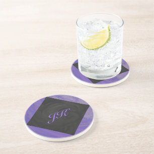 Blueberry Smear and Black Monogram Coaster