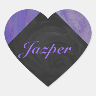 Blueberry Smear and Black Monogram Heart Sticker