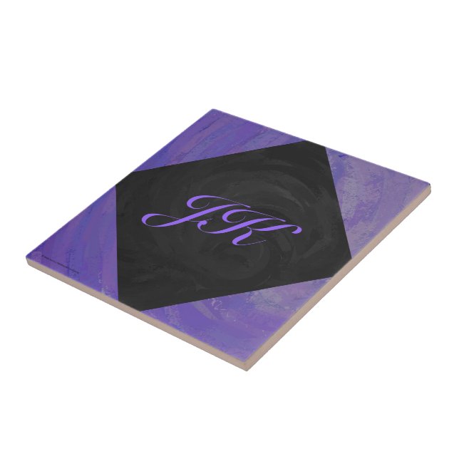 Blueberry Smear and Black Monogram Tile (Side)
