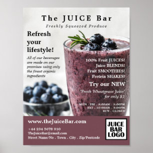 Blueberry Smoothie, Juice Bar Advertising Poster