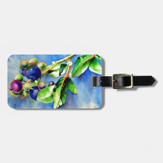 Blueberry Sprig Luggage Tag (Front Horizontal)