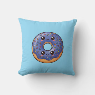 Blueberry Sprinkle Donut Kawaii Cushion Pillow