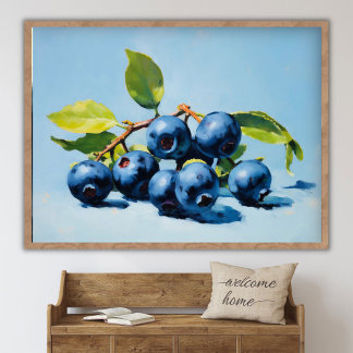 Blueberry Still Life Painting Abstract Fruit Art  Poster