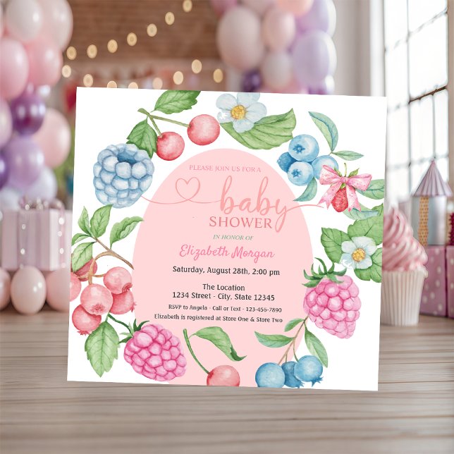 Blueberry Strawberry Raspberry Baby Shower  Invitation (Creator Uploaded)