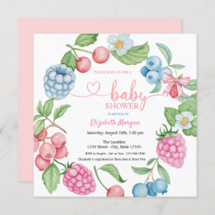 Blueberry Strawberry Raspberry Berry Sweet Invitation