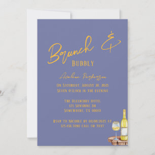 Blueberry Sunshine Typography Brunch & Bubbly Invitation