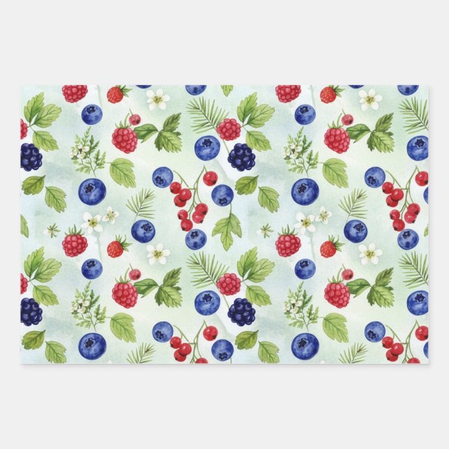 Blueberry Theme Assorted WrappingPaper Flat Sheets (Front 3)