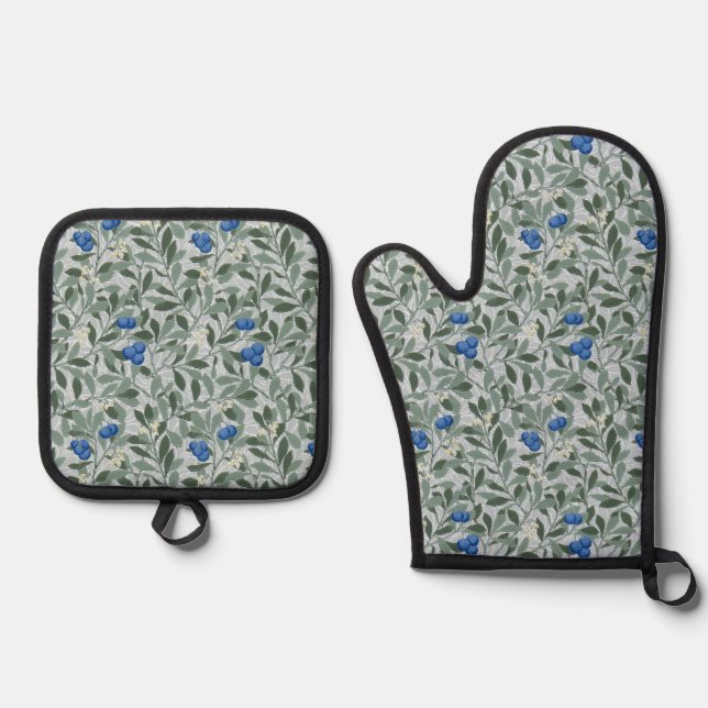 Blueberry Tree, William Morris Oven Mitt & Pot Holder Set (Front)