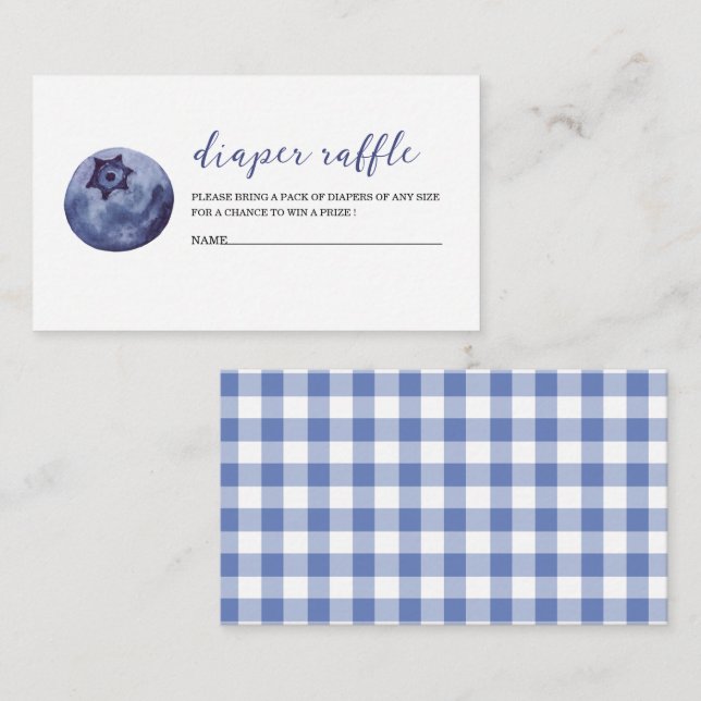 Blueberry  Watercolor baby shower diaper raffle Enclosure Card (Front/Back)