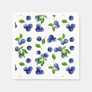 Blueberry Watercolor Berry First Birthday Napkin