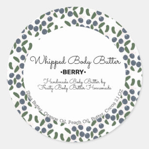 Blueberry Watercolor Body Butter Bath Branding Classic Round Sticker