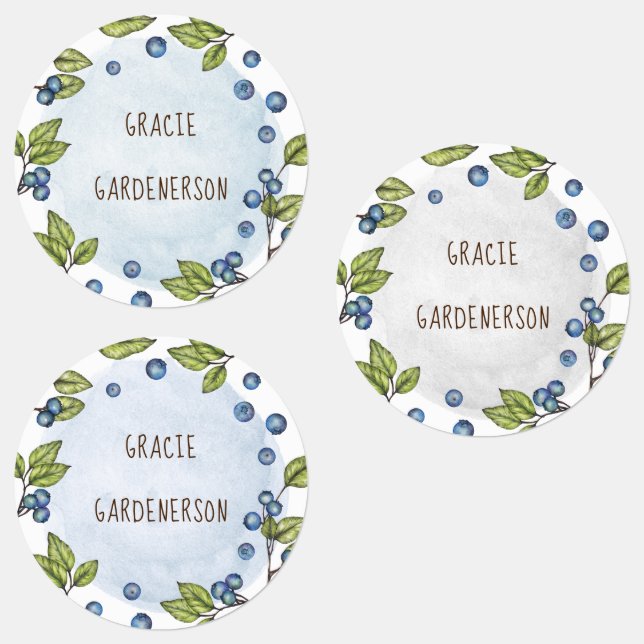 Blueberry Watercolor Custom Food  Labels (Group)