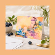 Blueberry Watercolor Greeting Card — Hand-Painted
