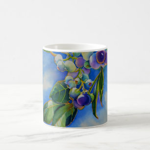 Blueberry watercolor painting coffee mug