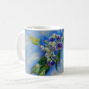 Blueberry watercolor painting coffee mug