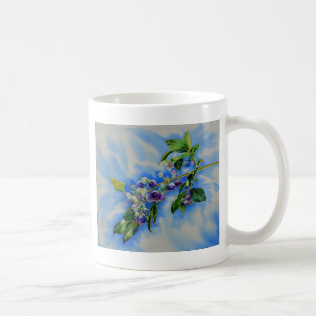 Blueberry watercolor painting coffee mug (Right)