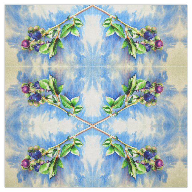 Blueberry watercolor painting fabric (Swatch)
