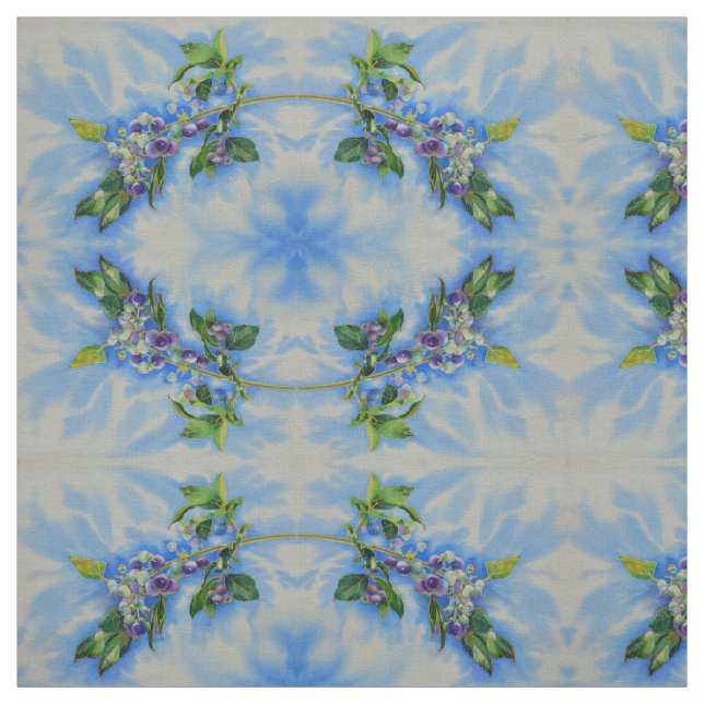 Blueberry watercolor painting fabric (Swatch)