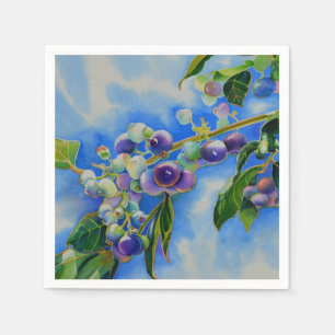 Blueberry watercolor painting napkin