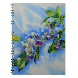 Blueberry watercolor painting notebook