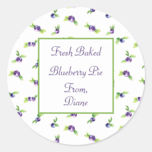 Blueberry Watercolor Scrapbook Classic Round Sticker