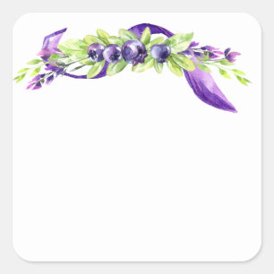 Blueberry Watercolor Scrapbook Square Sticker