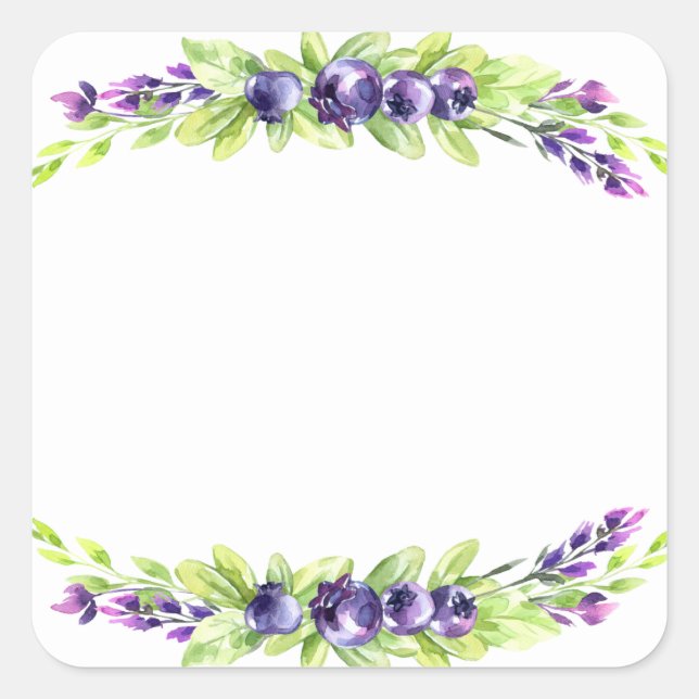 Blueberry Watercolor Scrapbook Square Sticker (Front)