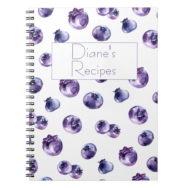 Blueberry Watercolor Spiral Notebook (Front)