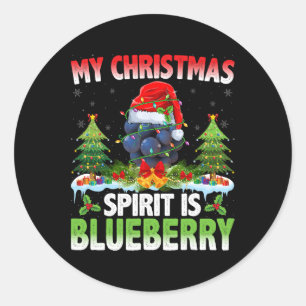 Blueberry Wearing Santa Hat - Christmas Spirit Is  Classic Round Sticker