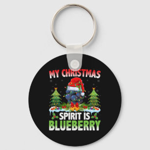 Blueberry Wearing Santa Hat - Christmas Spirit Is Key Ring