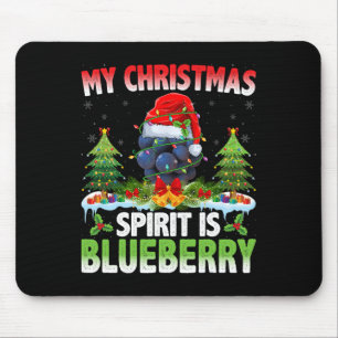 Blueberry Wearing Santa Hat - Christmas Spirit Is Mouse Pad
