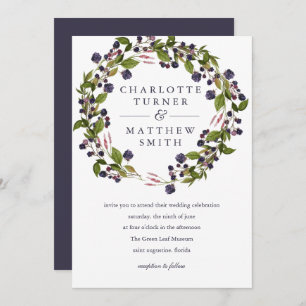 BlueBerry    Wreath Wedding Invitation