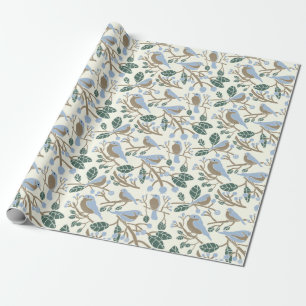 Bluebird and Blueberries Patterned Wrapping Paper