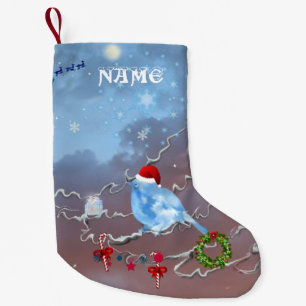 Bluebird and Santa 2 Christmas Stocking