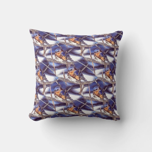 Bluebird Animal Nature Art Pattern Cushion (Front)