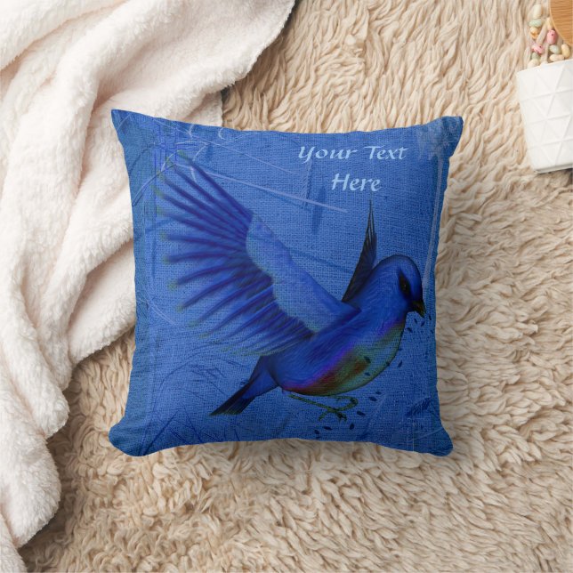Bluebird Art Personalised  Cushion (Blanket)