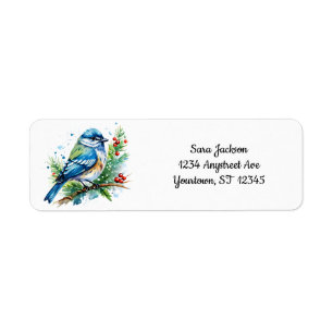 Bluebird at Christmas Return Address Label
