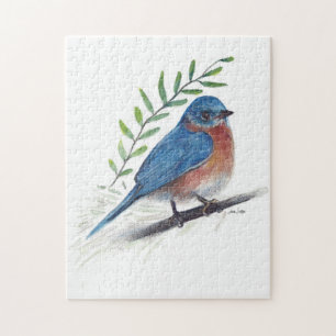 Bluebird Bird Art Jigsaw Puzzle